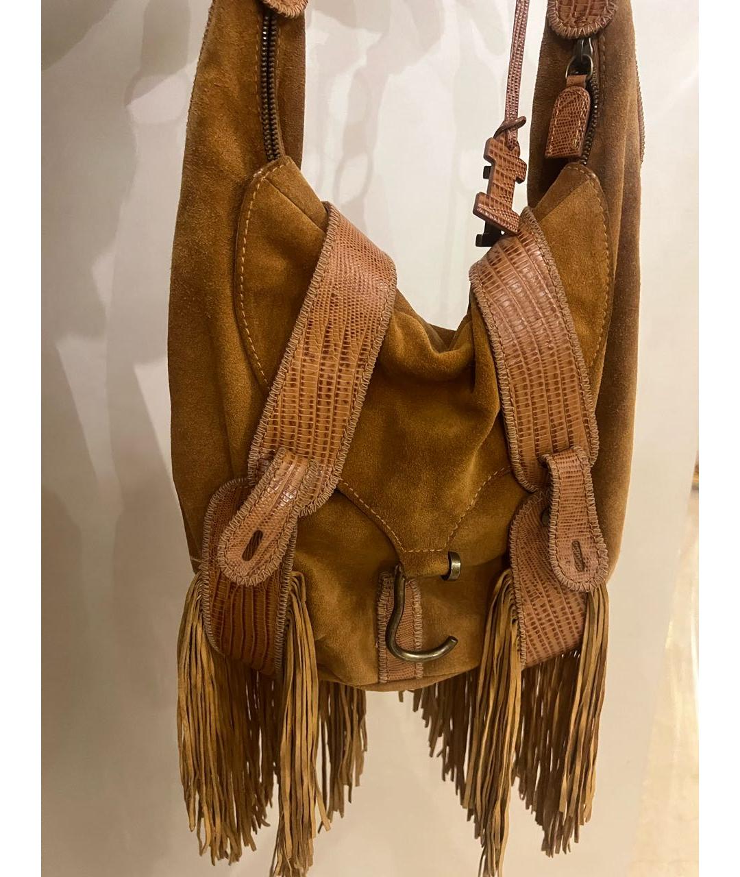 ICEBERG Оранжевая замшевая сумка через плечо, фото 5