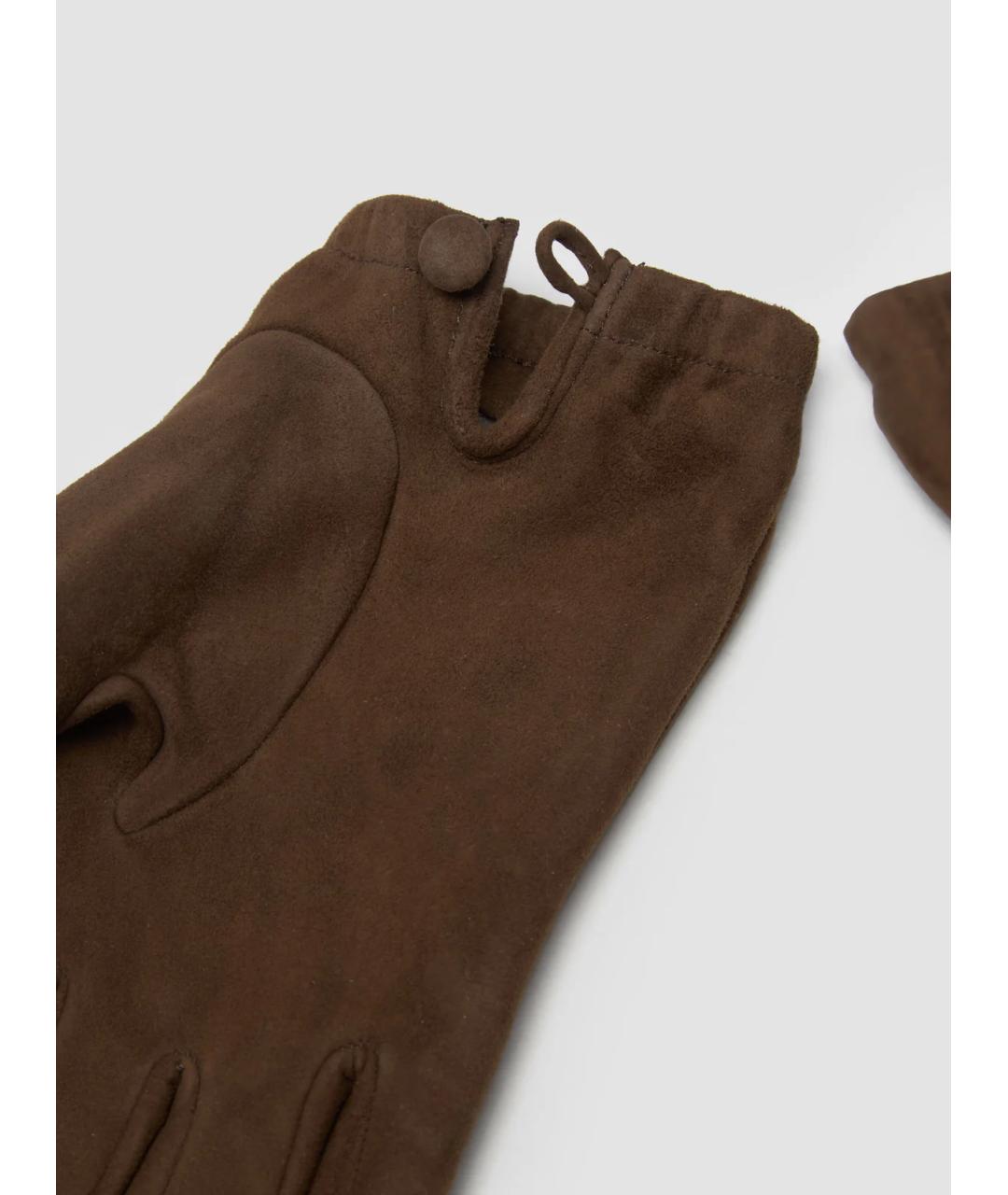 PRADA Коричневые кожаные перчатки, фото 3