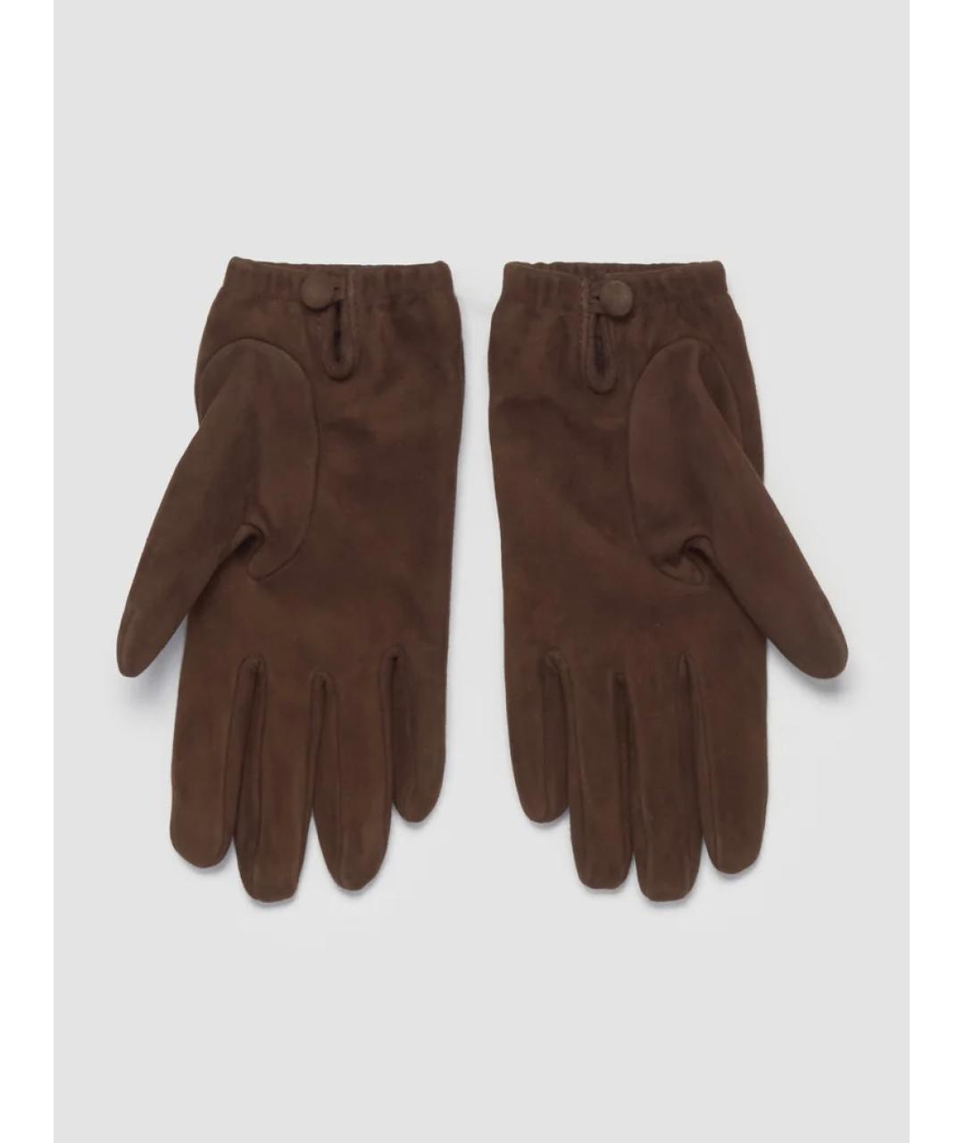 PRADA Коричневые кожаные перчатки, фото 4