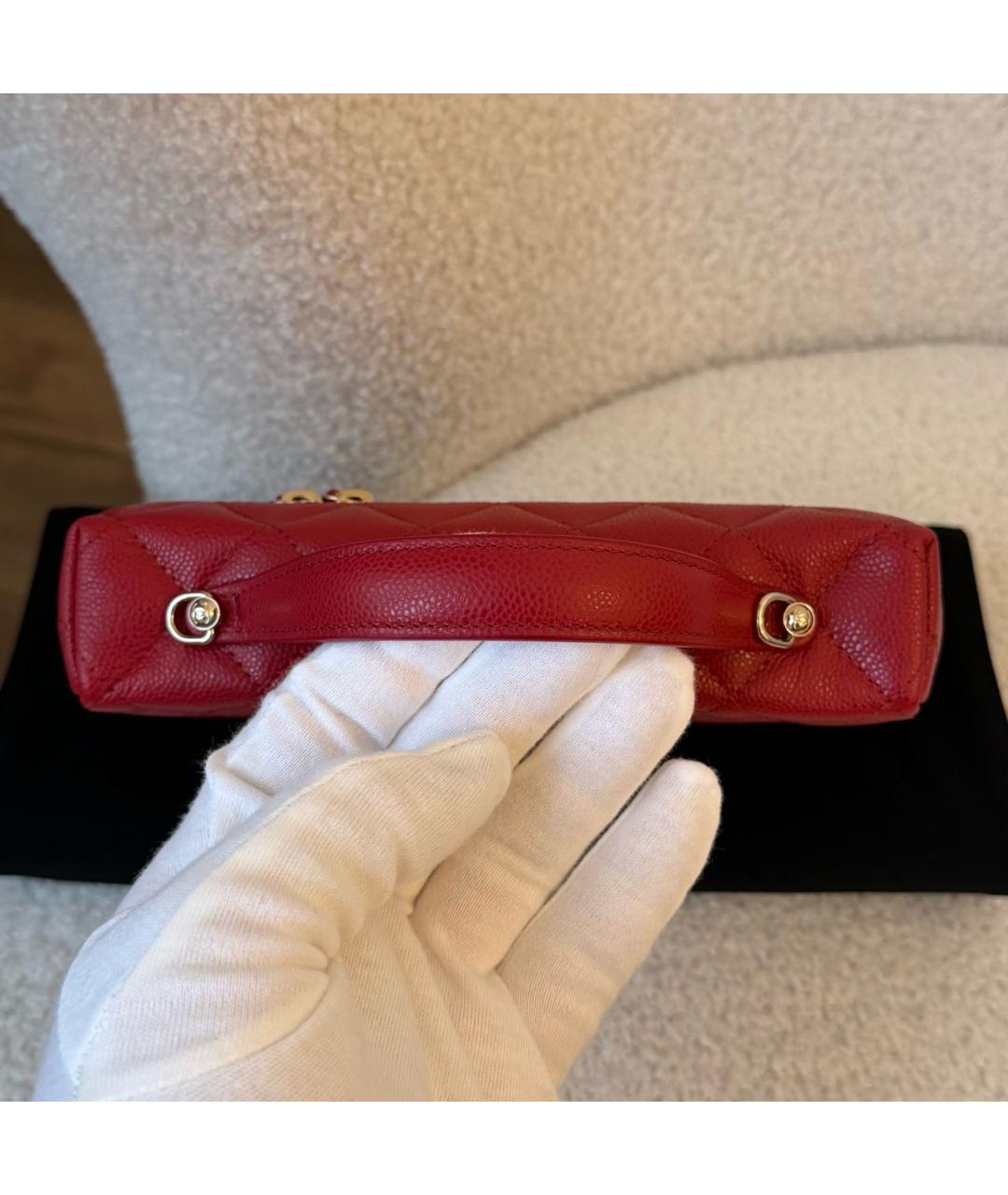 CHANEL Красная кожаная сумка через плечо, фото 4