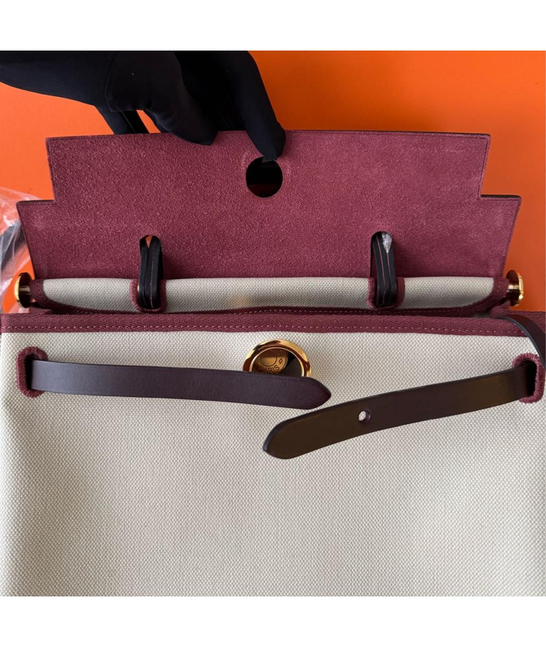 HERMES Бордовая кожаная сумка через плечо, фото 4