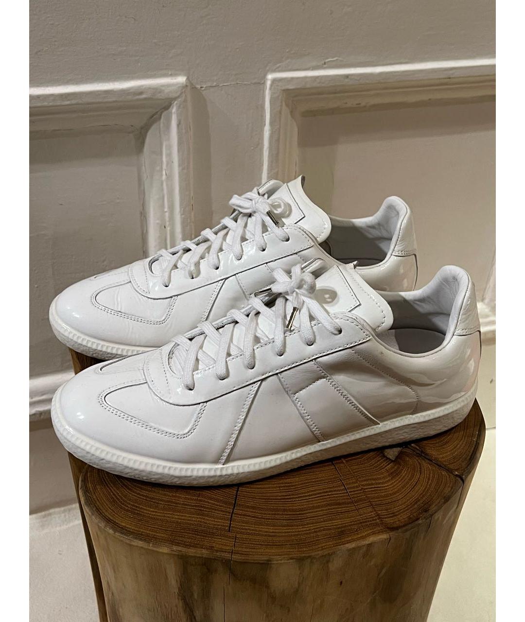 MAISON MARGIELA Белые кожаные низкие кроссовки / кеды, фото 2