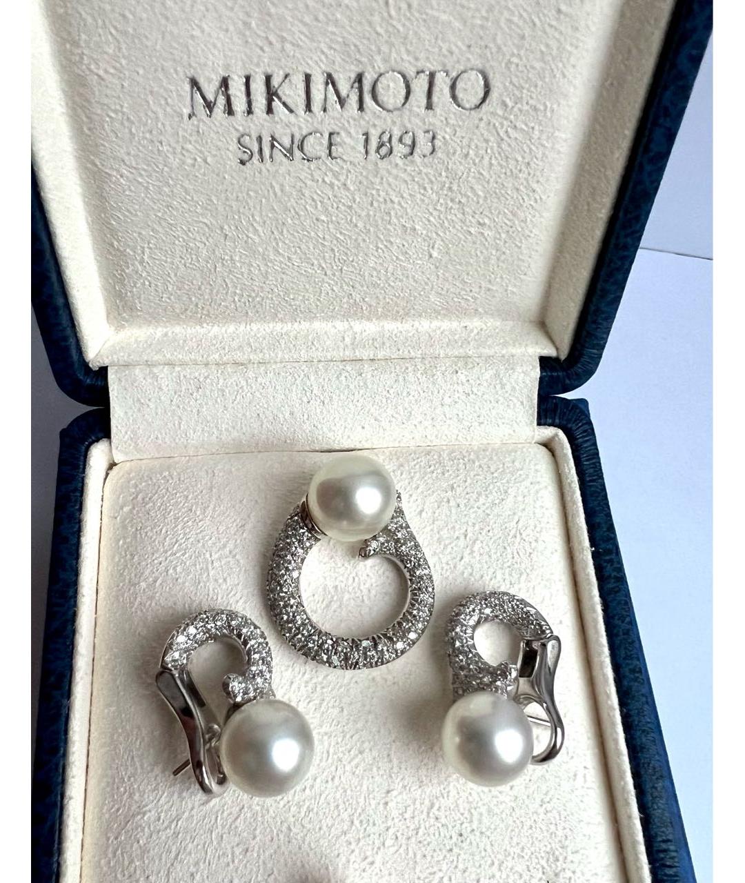 Mikimoto Серебряные серьги из белого золота, фото 4