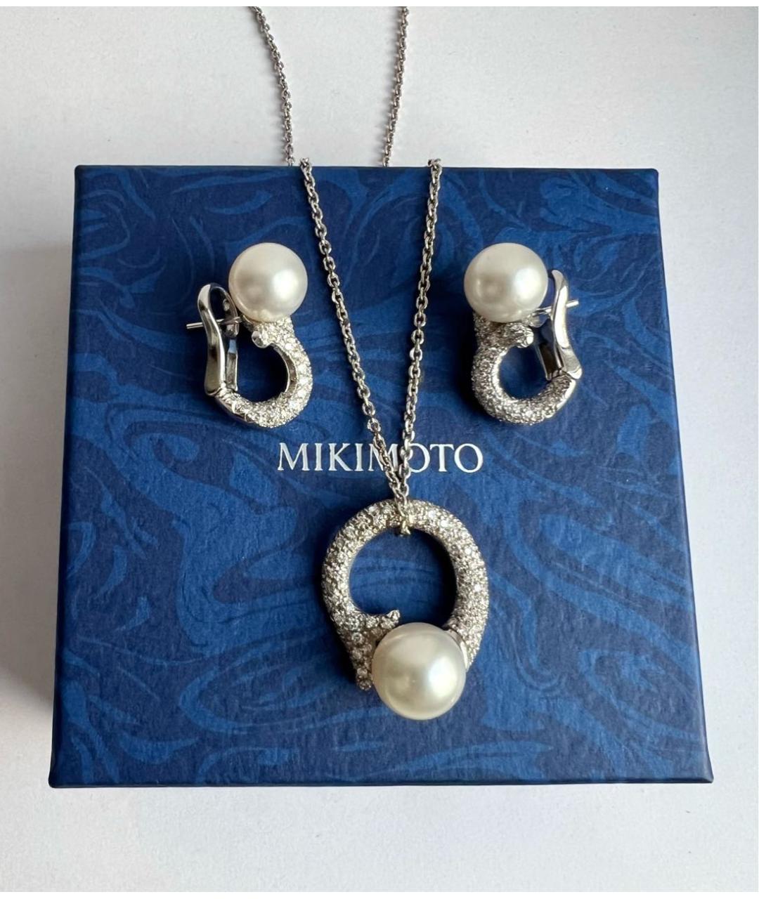 Mikimoto Серебряные серьги из белого золота, фото 7