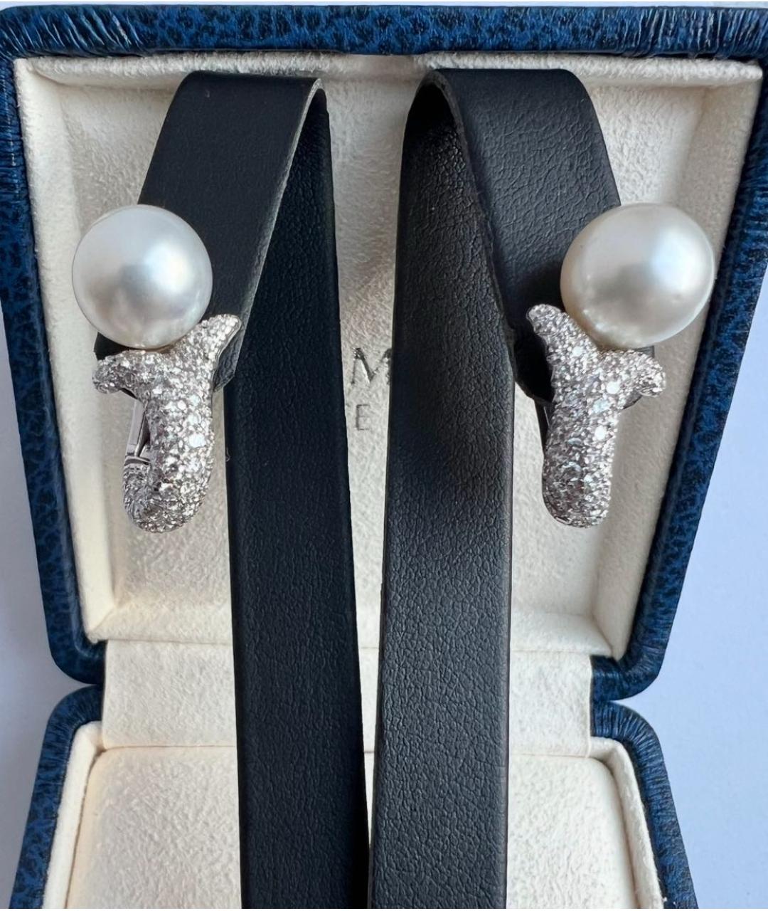 Mikimoto Серебряные серьги из белого золота, фото 2