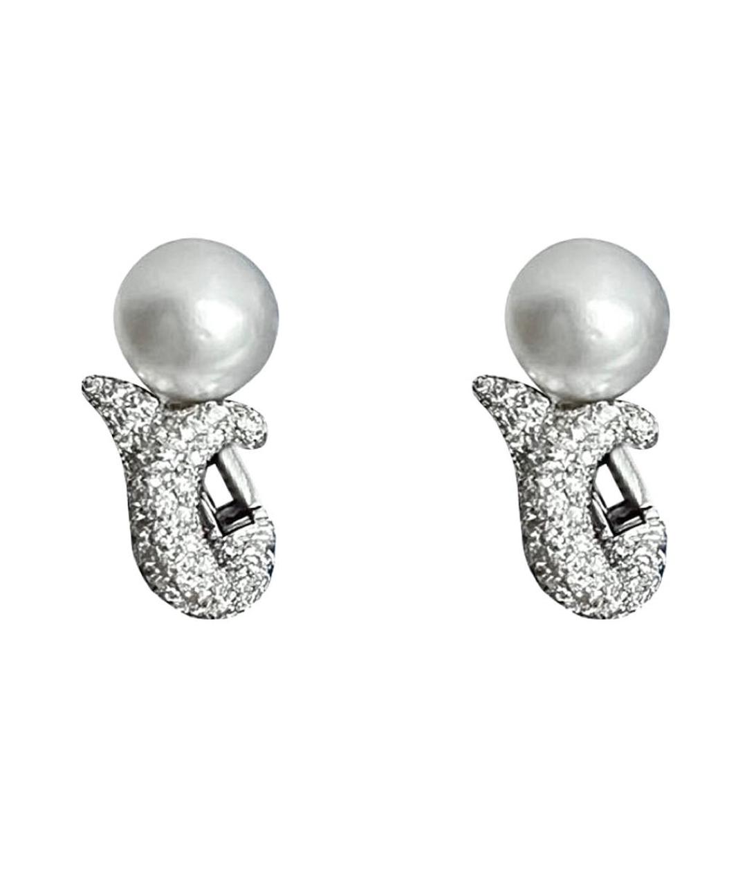 Mikimoto Серебряные серьги из белого золота, фото 1
