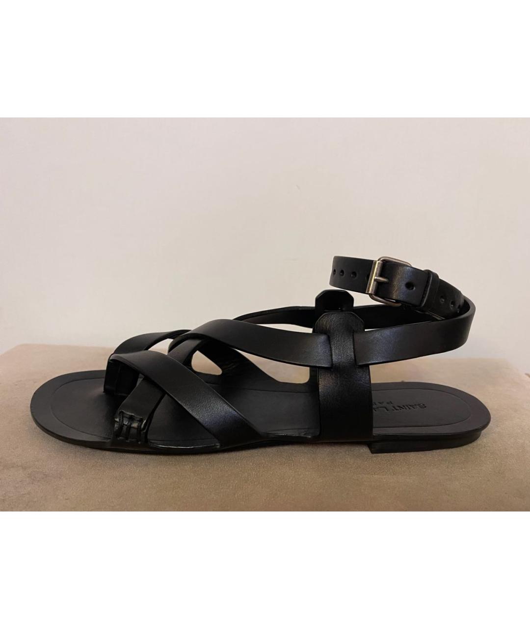 SAINT LAURENT Черные кожаные сандалии, фото 5