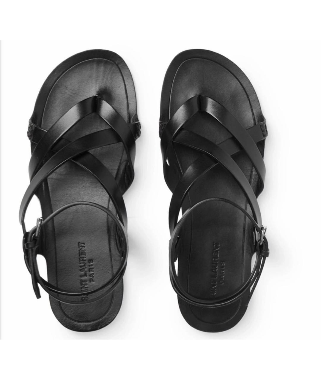 SAINT LAURENT Черные кожаные сандалии, фото 3
