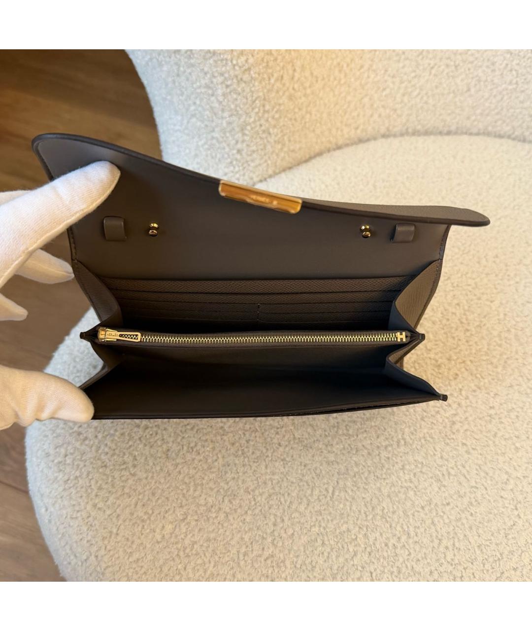 HERMES Серая кожаная сумка через плечо, фото 5