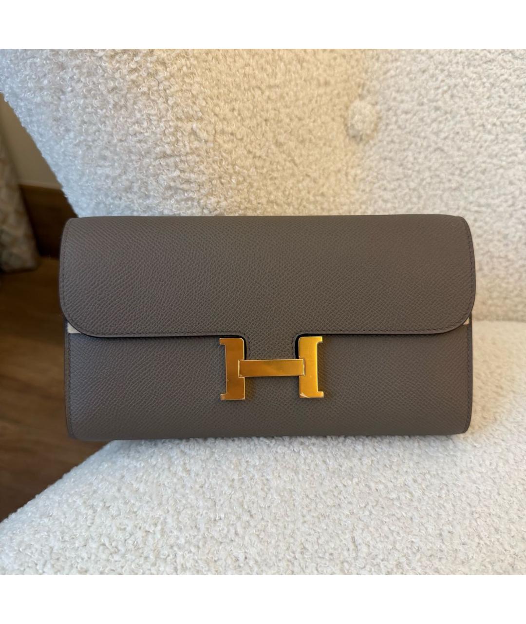 HERMES Серая кожаная сумка через плечо, фото 2