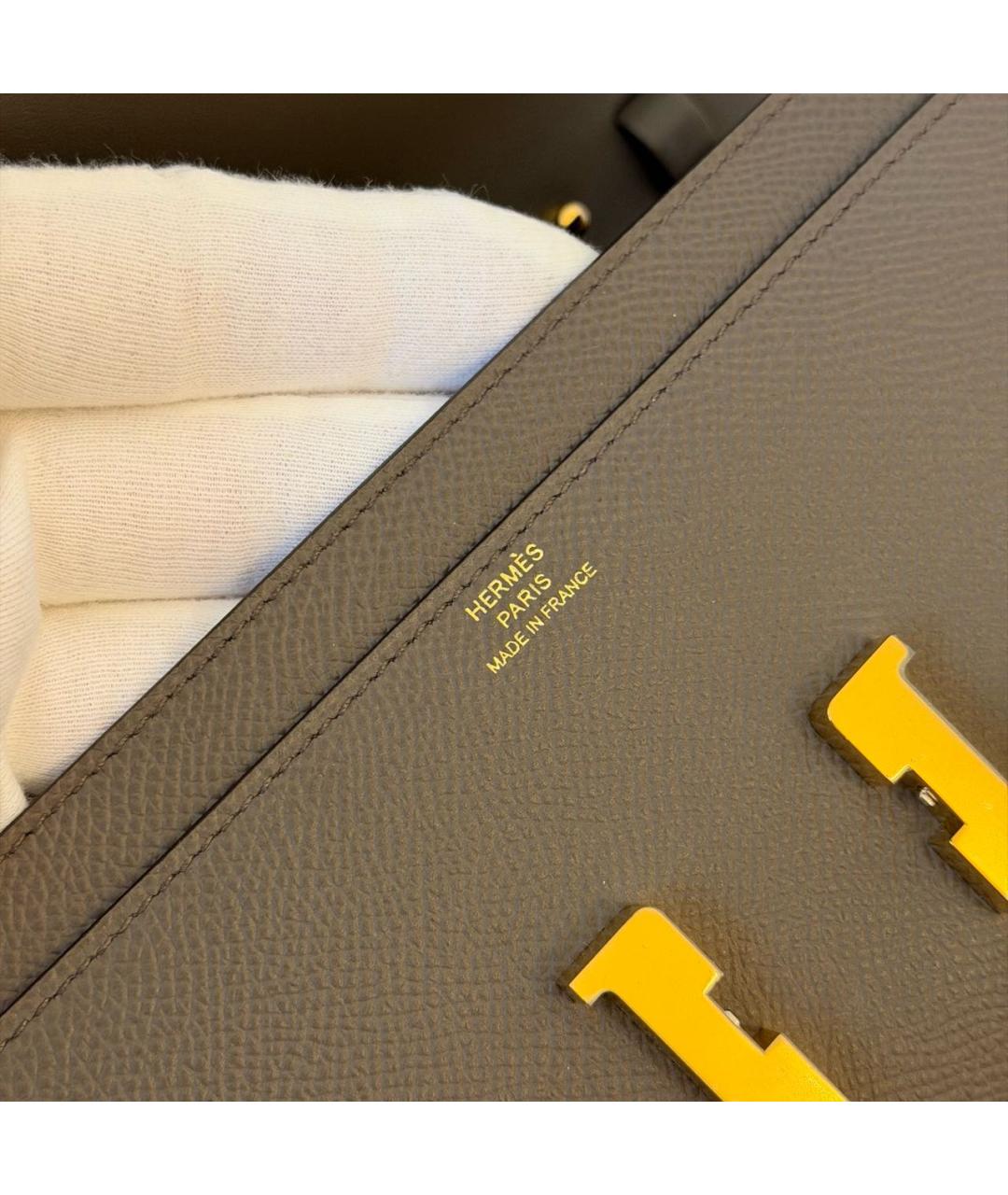 HERMES Серая кожаная сумка через плечо, фото 6