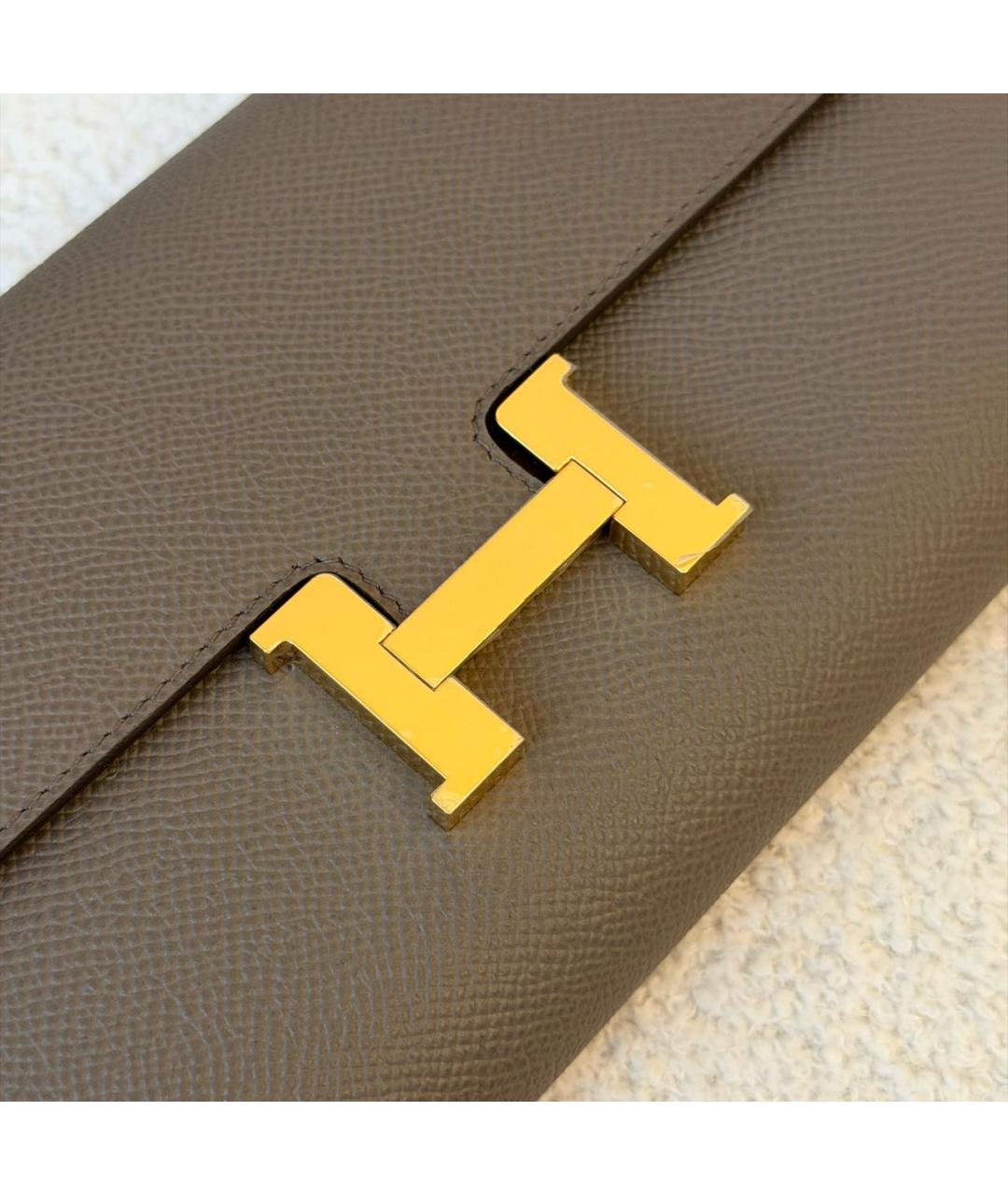 HERMES Серая кожаная сумка через плечо, фото 4