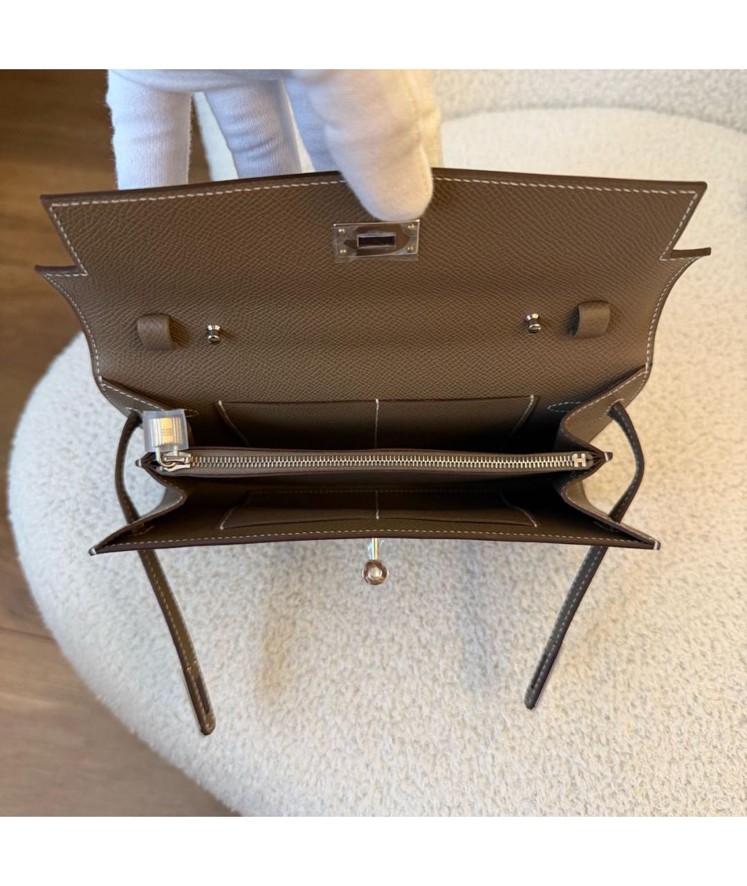 HERMES Коричневая кожаная сумка через плечо, фото 4