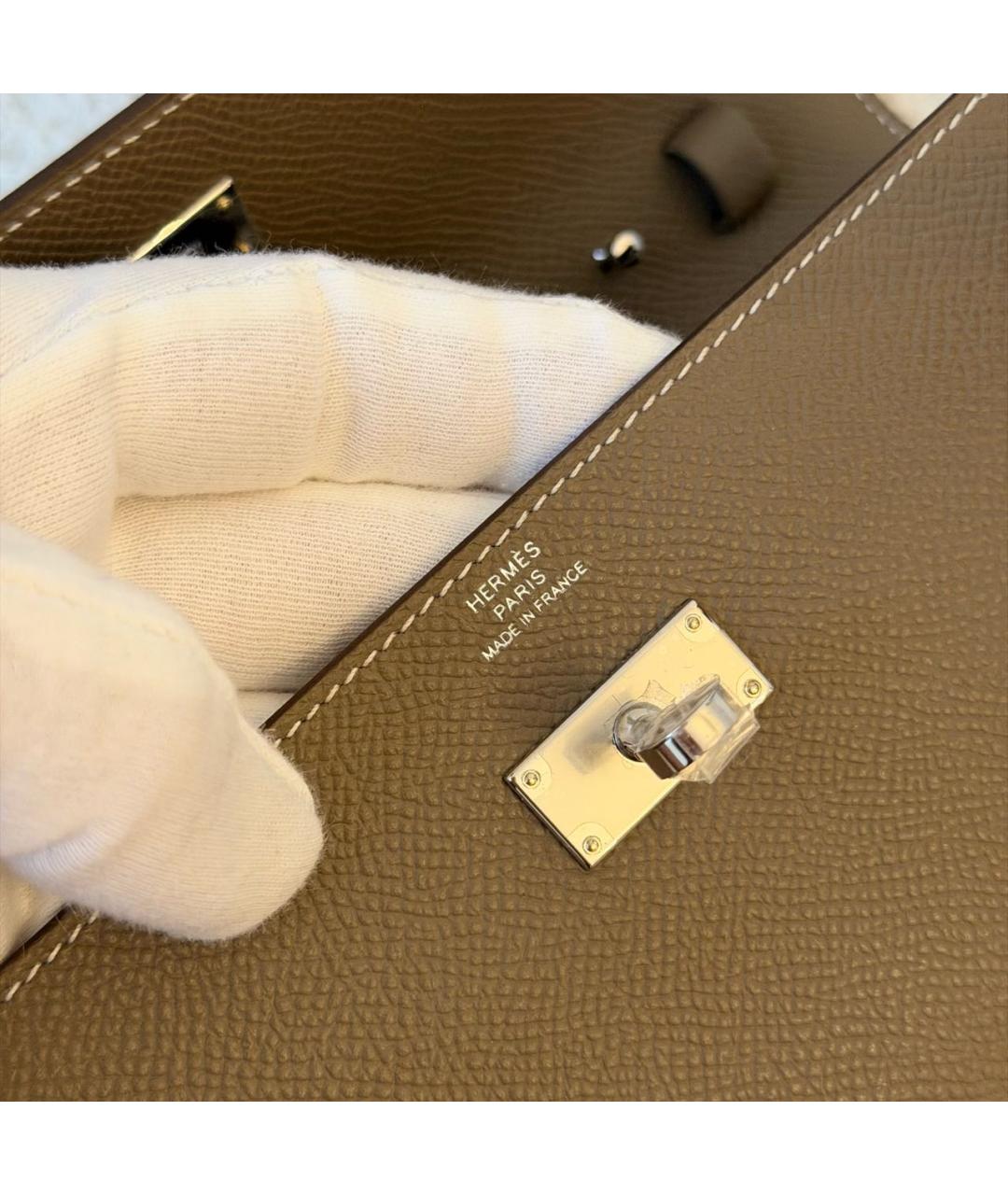 HERMES Коричневая кожаная сумка через плечо, фото 5