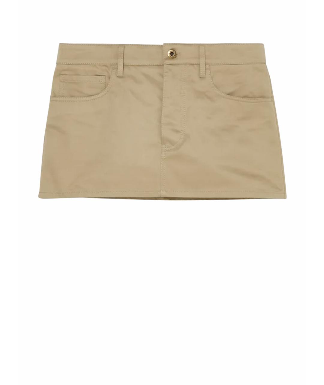 MIU MIU Бежевая хлопковая юбка мини, фото 1
