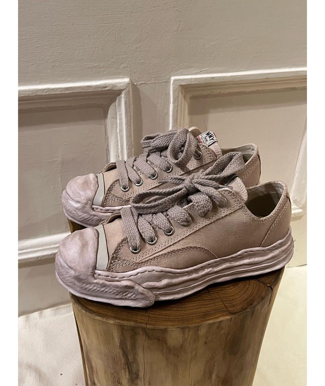 MAISON MIHARA YASUHIRO Коричневые текстильные низкие кроссовки / кеды, фото 2