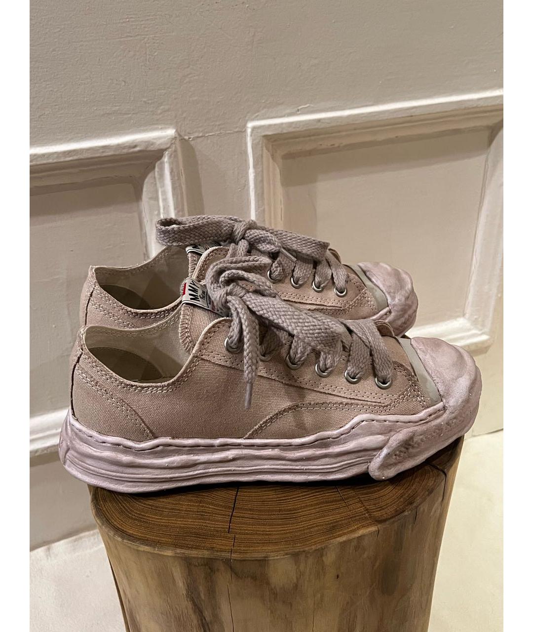 MAISON MIHARA YASUHIRO Коричневые текстильные низкие кроссовки / кеды, фото 7