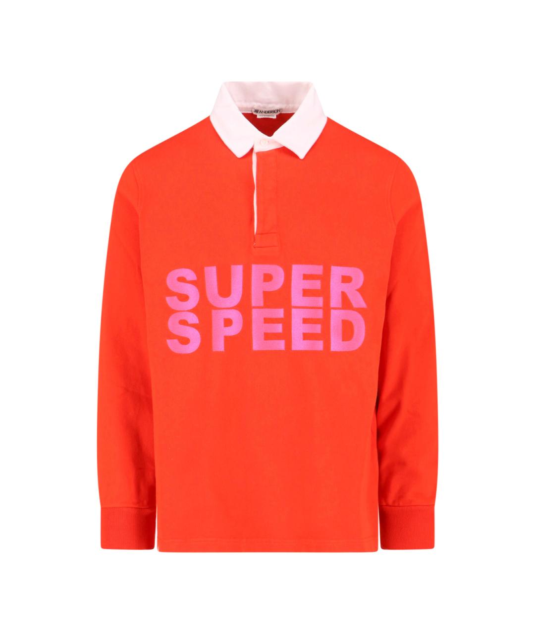 J.W.ANDERSON Красное хлопковое поло с длинным рукавом, фото 1