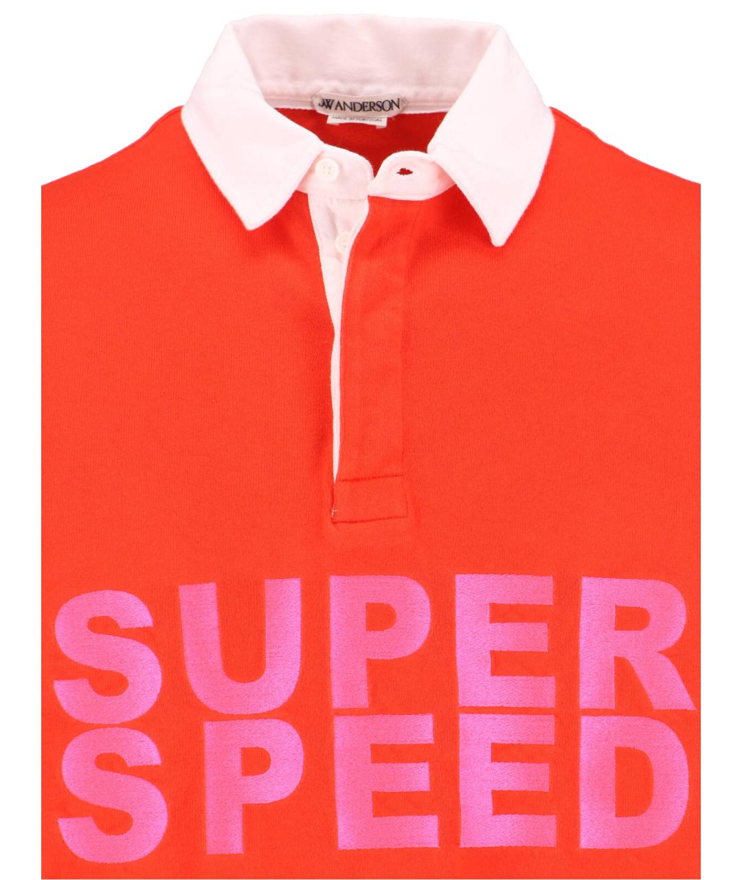 J.W.ANDERSON Красное хлопковое поло с длинным рукавом, фото 3