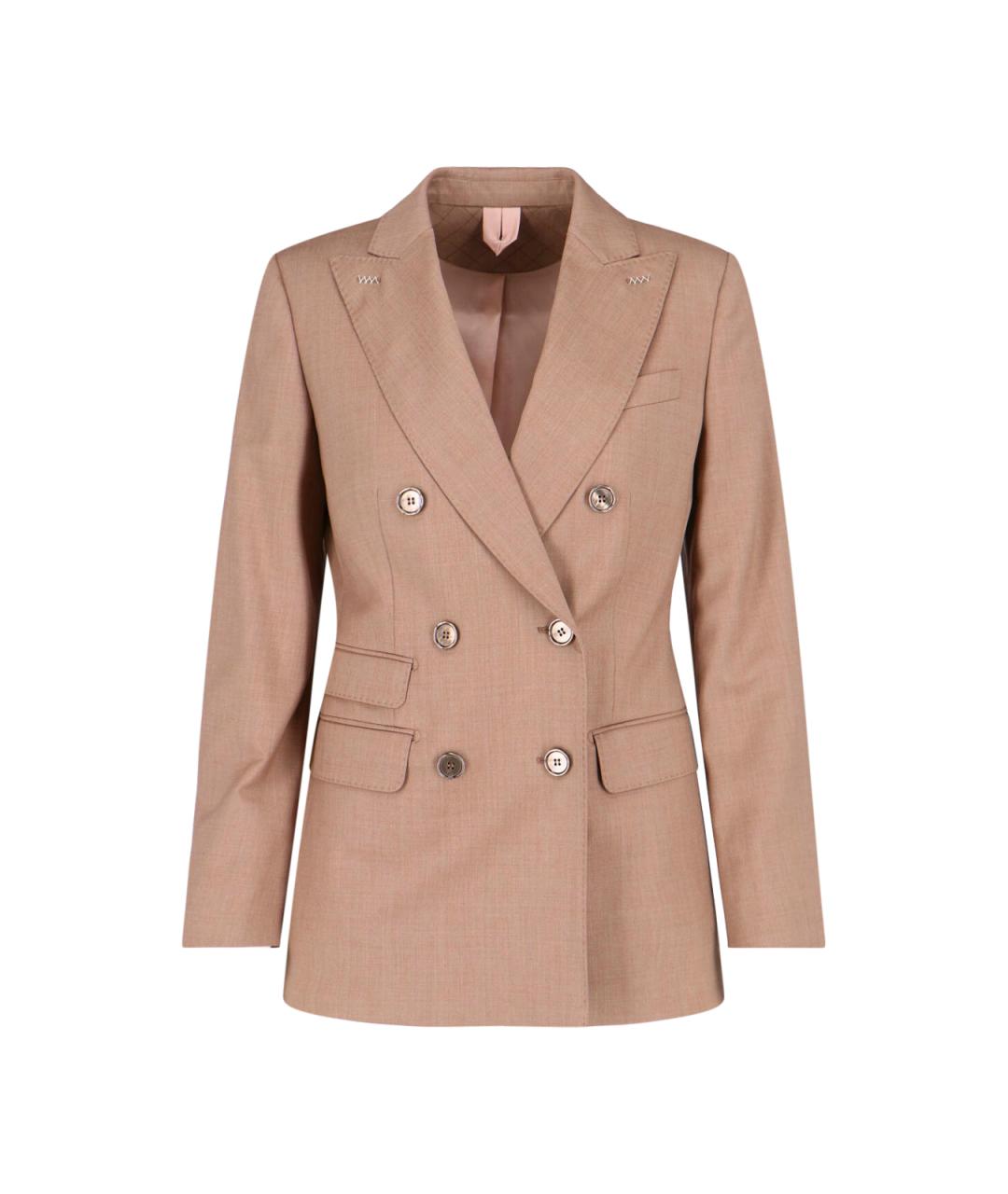 MAX MARA Коричневый шерстяной жакет/пиджак, фото 1