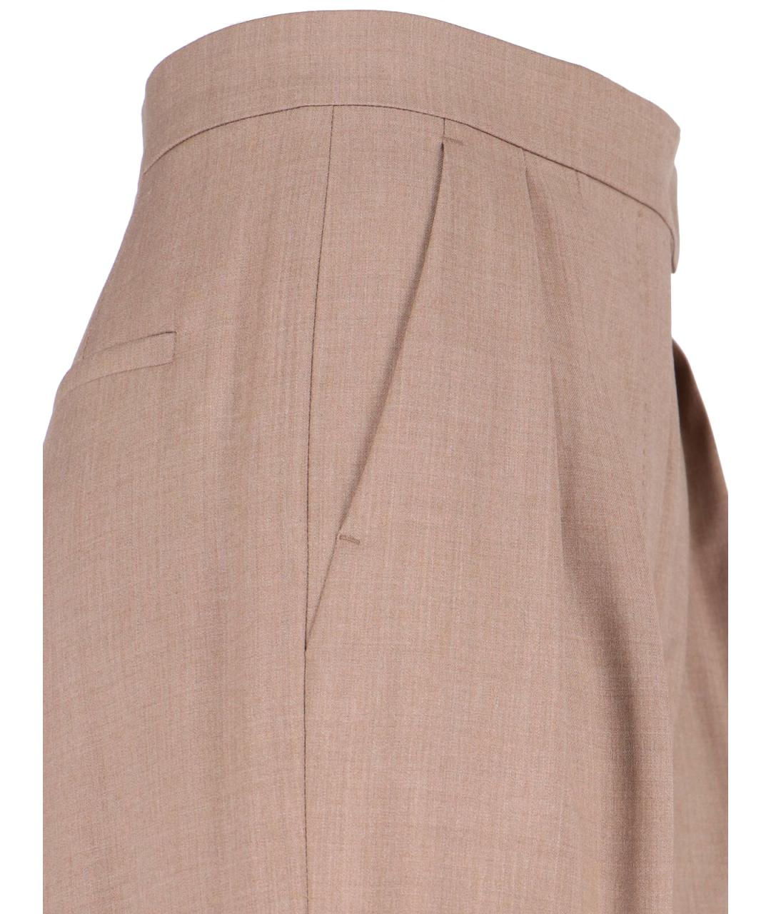 MAX MARA Коричневые шерстяные прямые брюки, фото 4