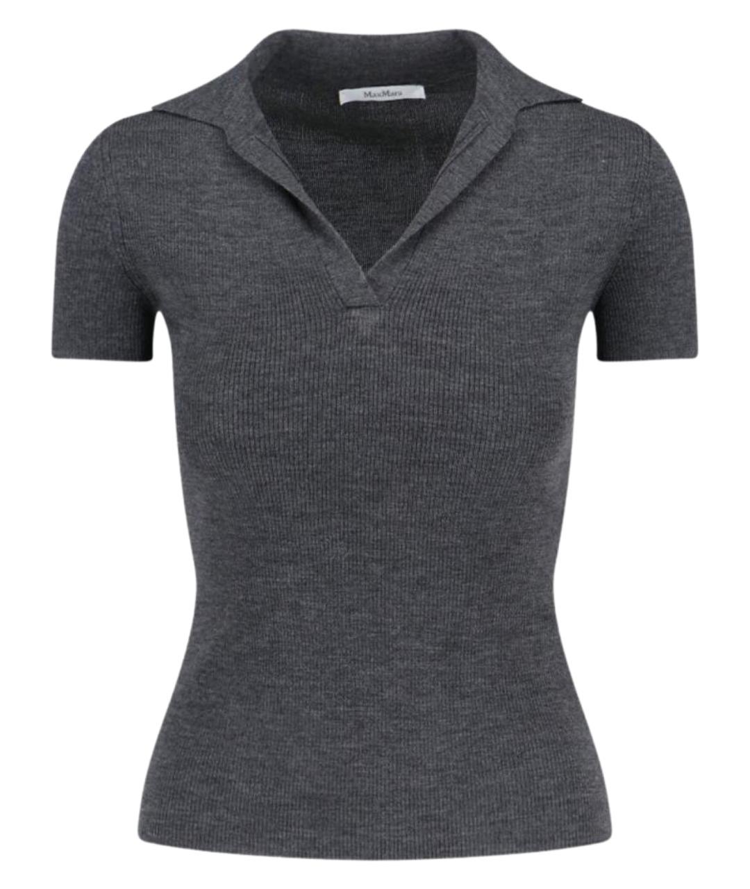 MAX MARA Серая шерстяная футболка, фото 1