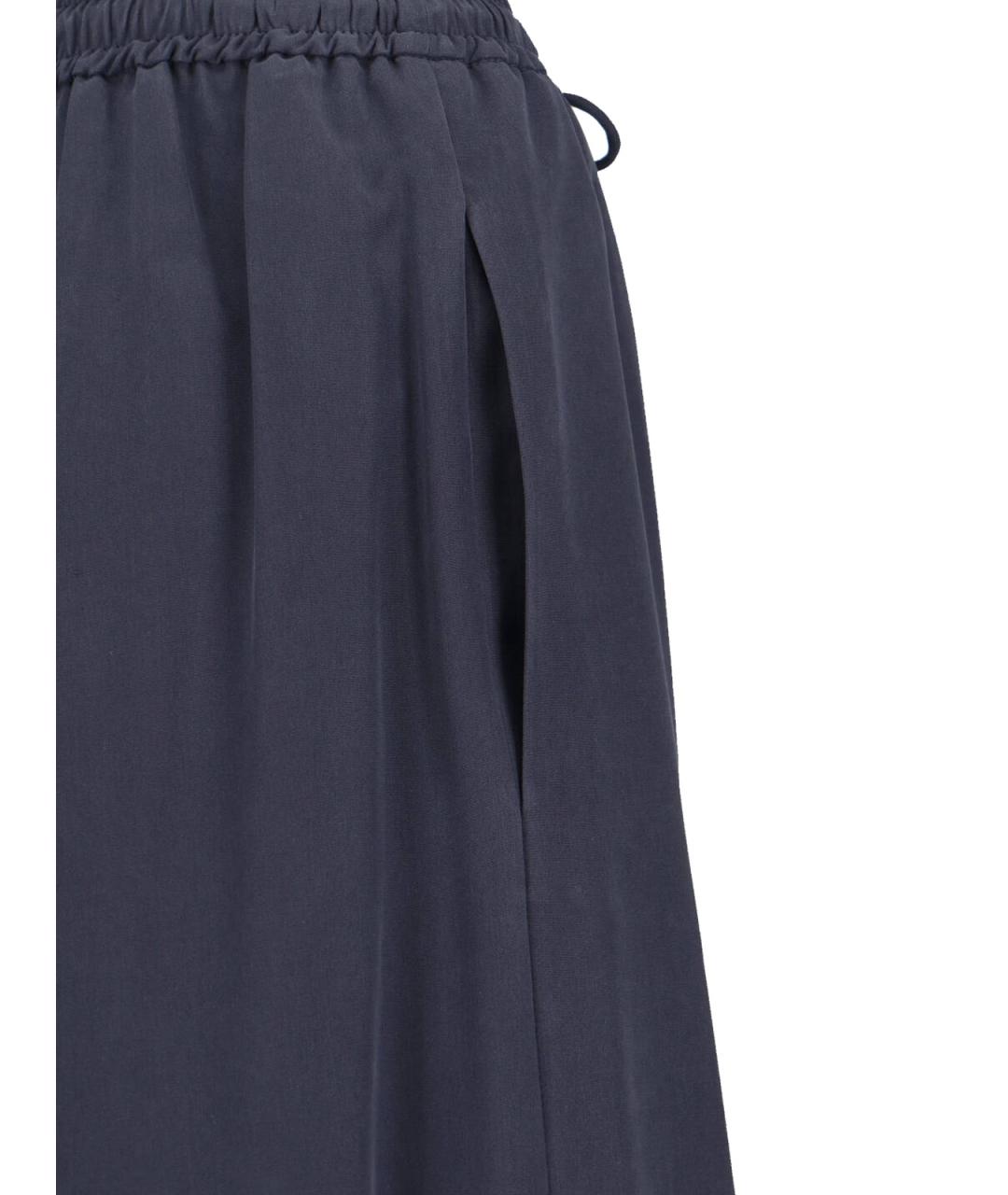 MAX MARA Синие шелковые брюки широкие, фото 4