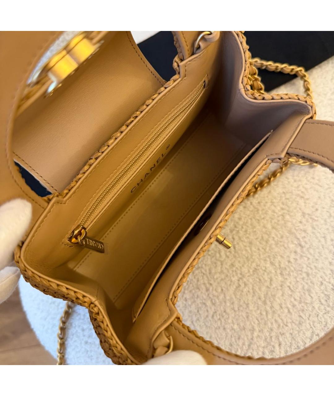 CHANEL Бежевая пелетеная сумка через плечо, фото 5