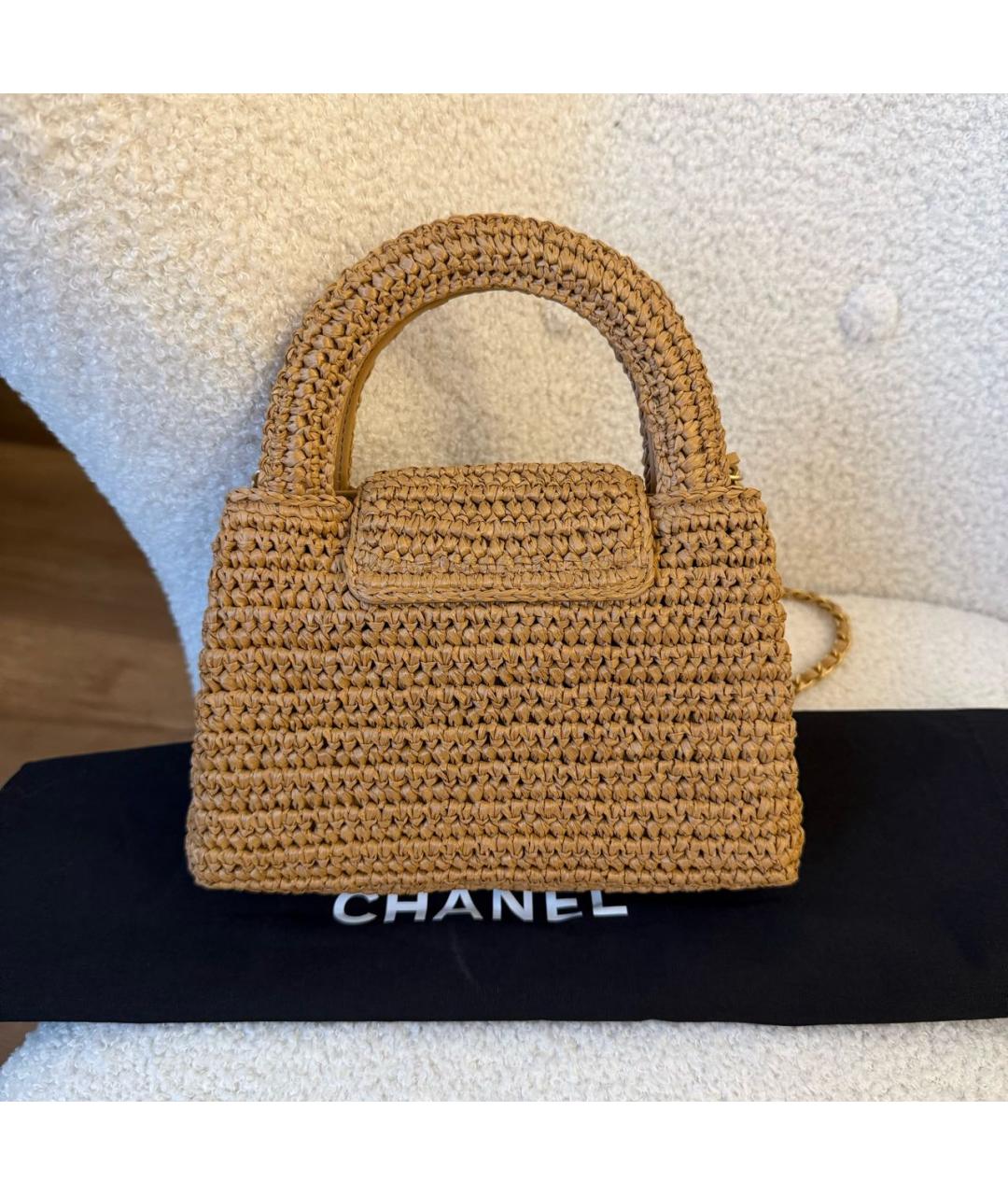 CHANEL Бежевая пелетеная сумка через плечо, фото 3