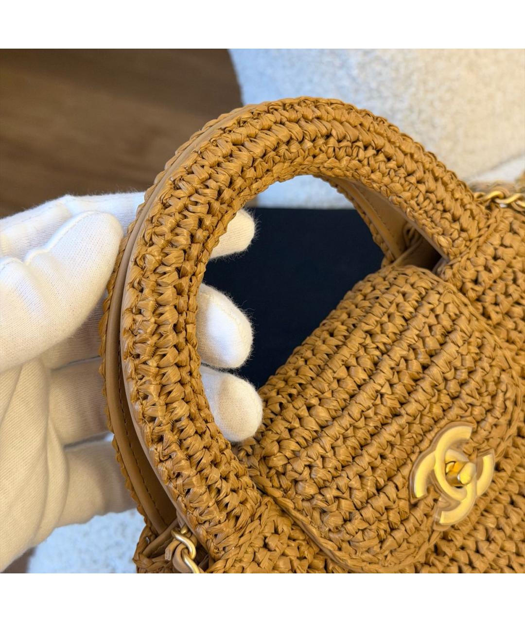 CHANEL Бежевая пелетеная сумка через плечо, фото 4