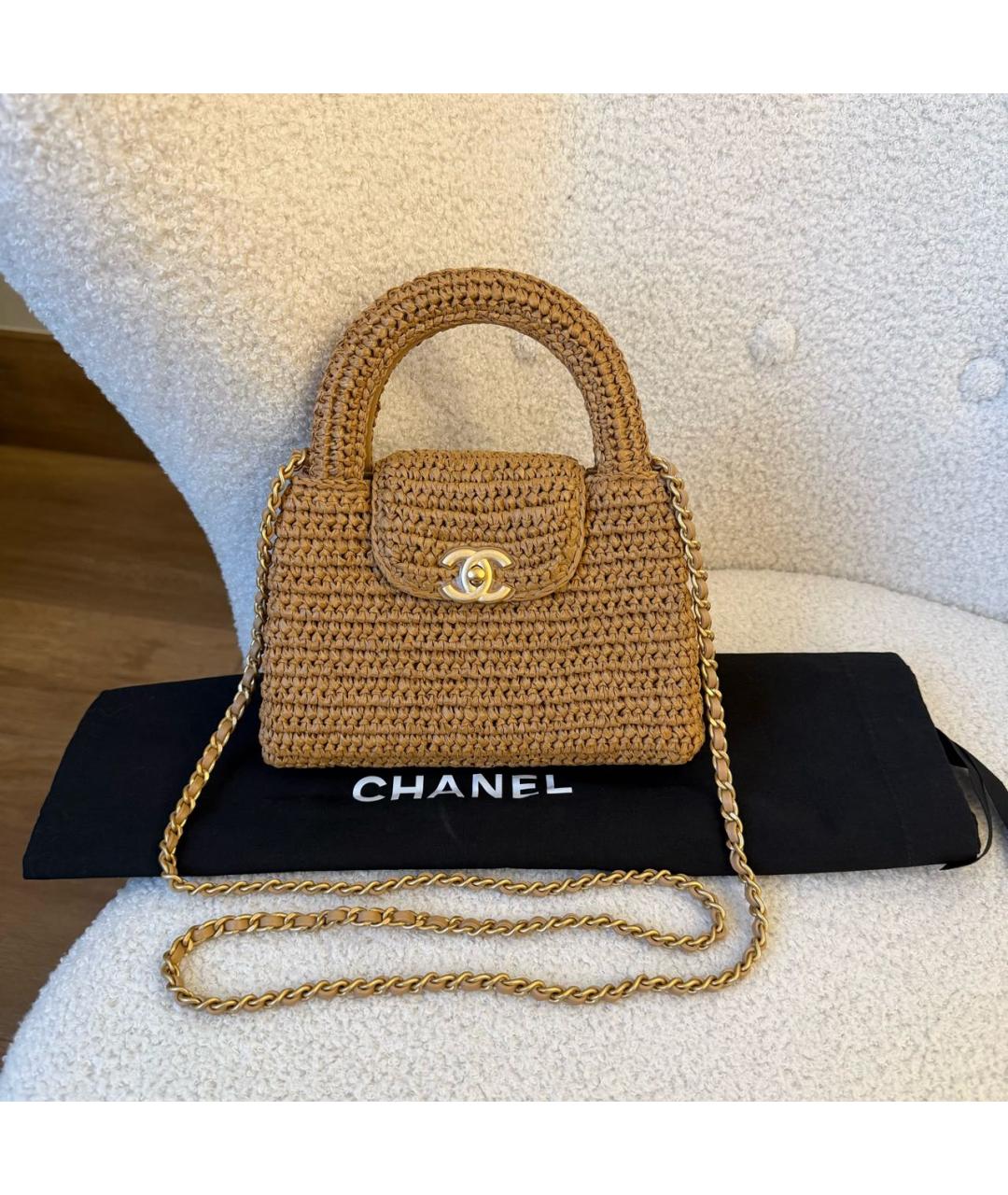 CHANEL Бежевая пелетеная сумка через плечо, фото 2