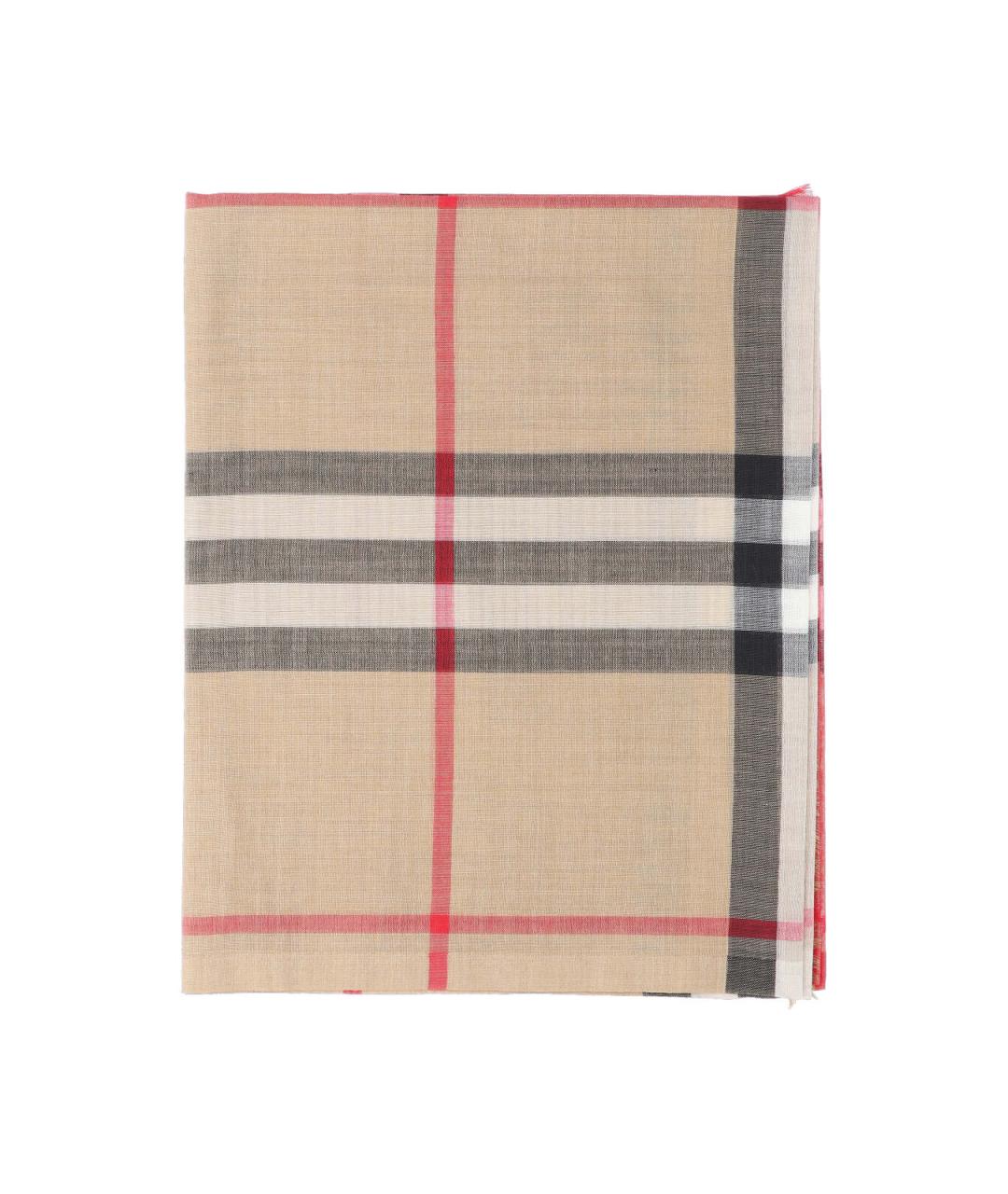 BURBERRY Бежевый шерстяной шарф, фото 2