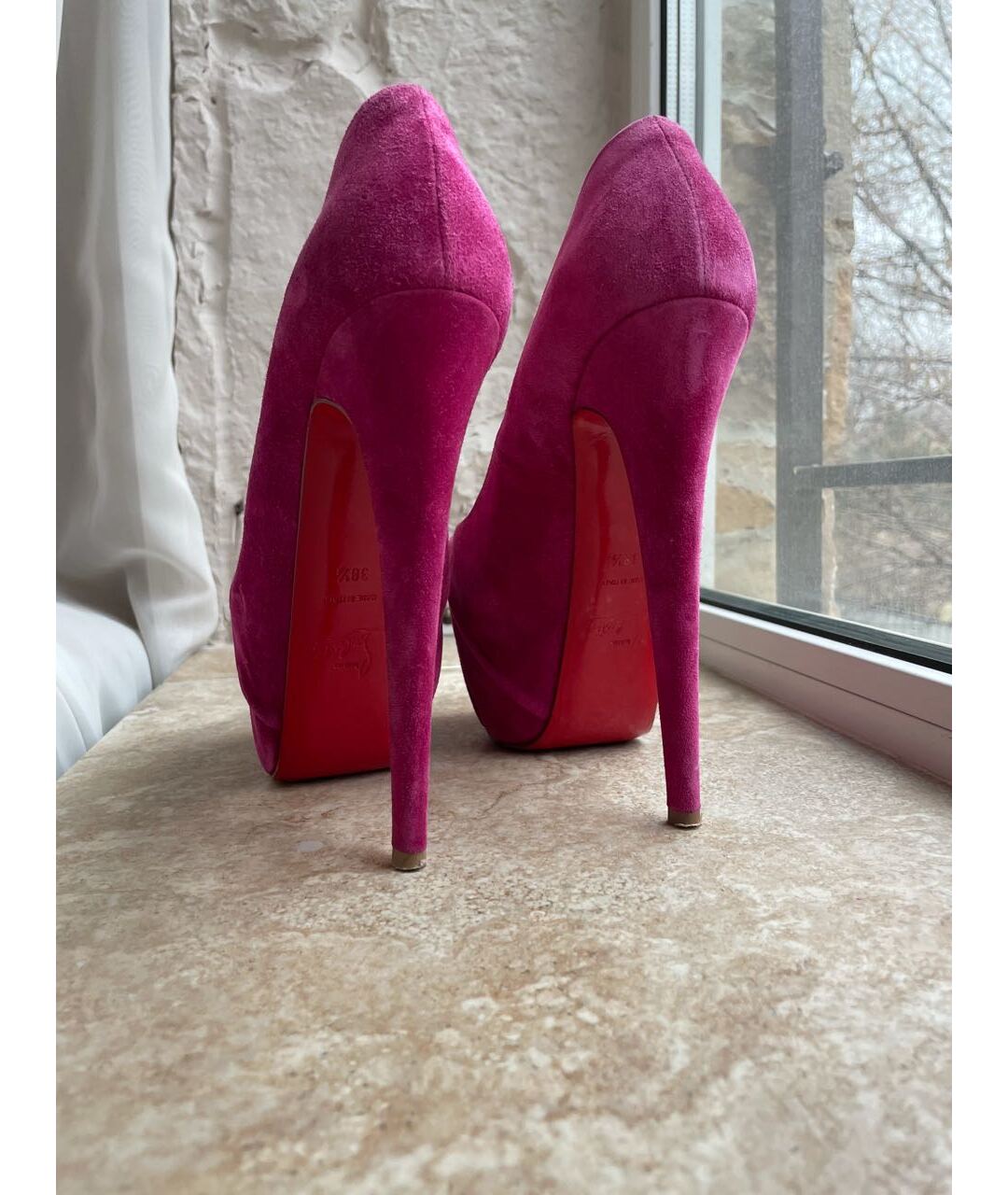 CHRISTIAN LOUBOUTIN Розовые замшевые туфли, фото 4