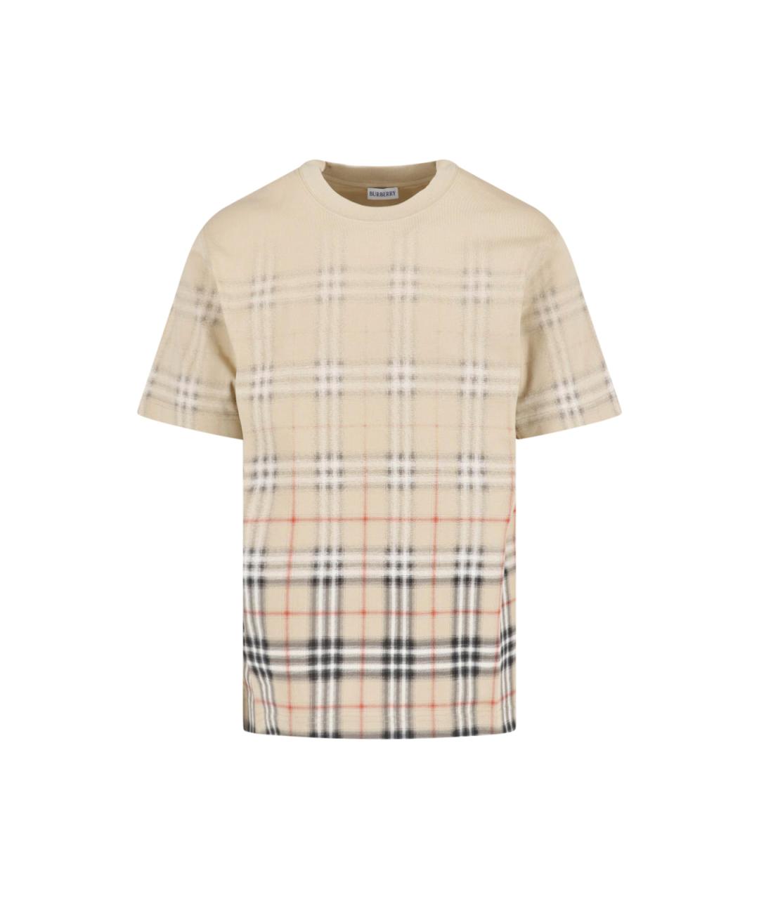 BURBERRY Бежевая хлопковая футболка, фото 1