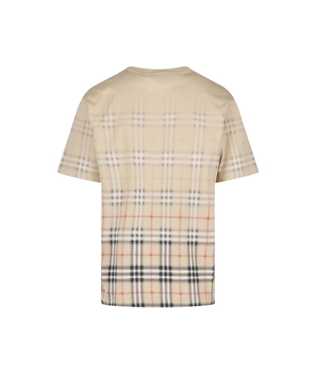 BURBERRY Бежевая хлопковая футболка, фото 2