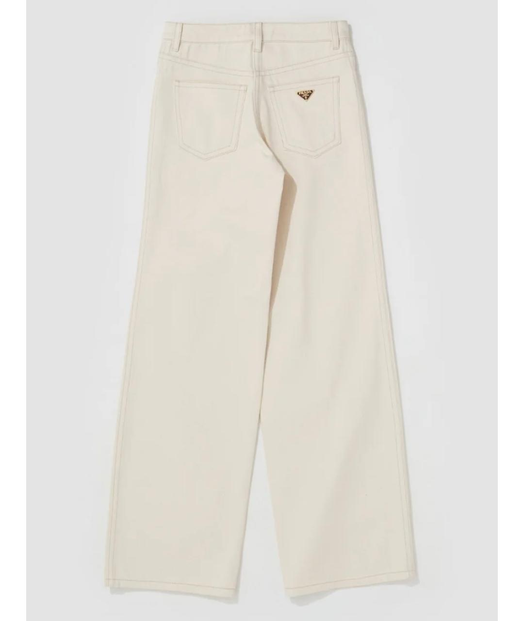 PRADA Бежевые хлопковые прямые джинсы, фото 3