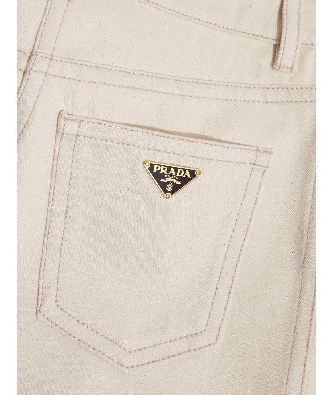 PRADA Бежевые хлопковые прямые джинсы, фото 5