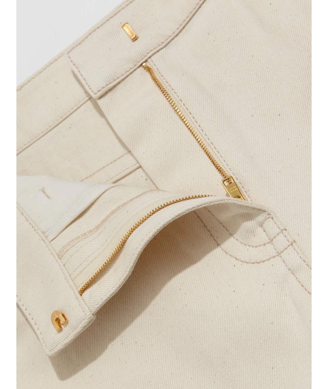 PRADA Бежевые хлопковые прямые джинсы, фото 4