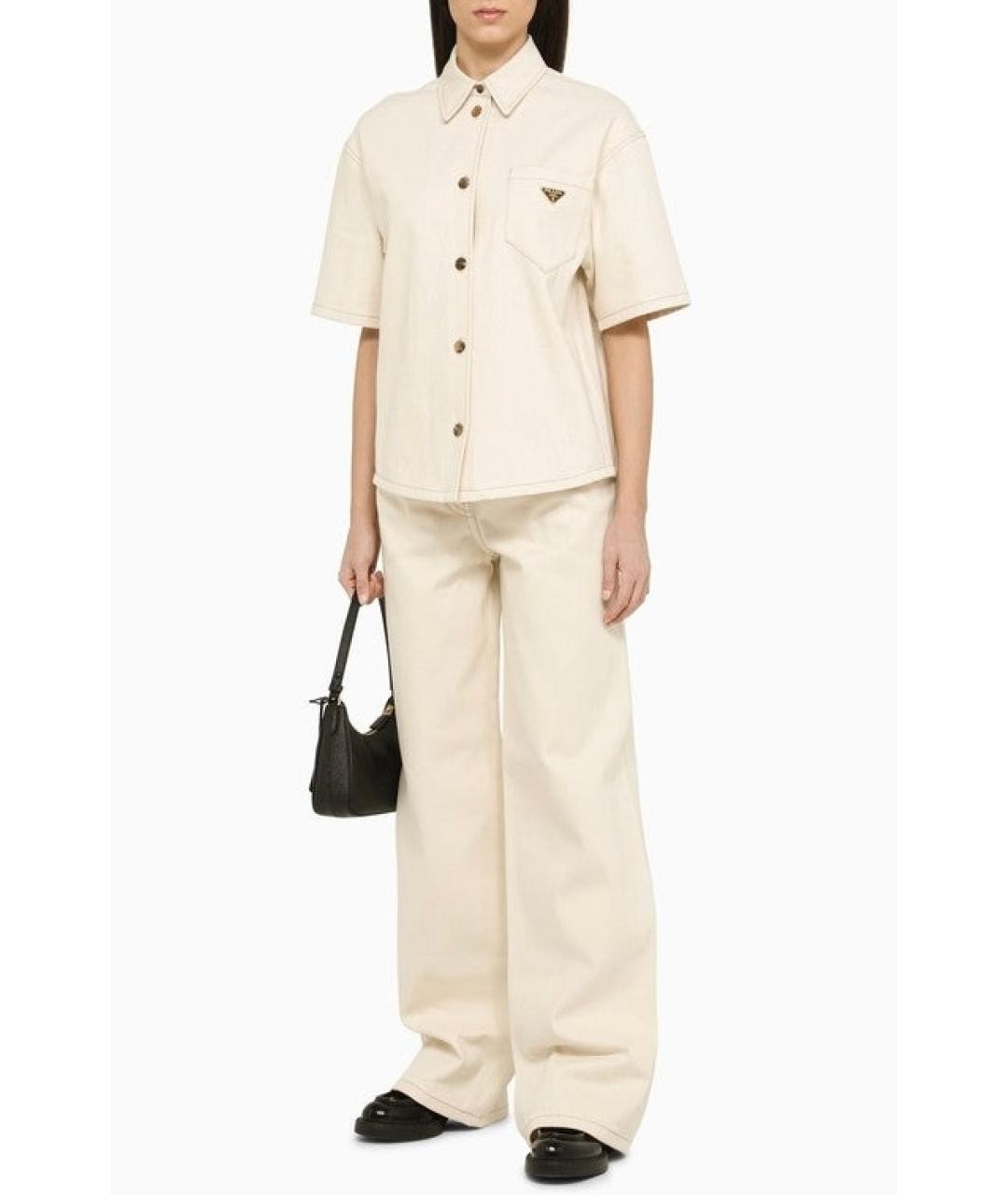 PRADA Бежевые хлопковые прямые джинсы, фото 2