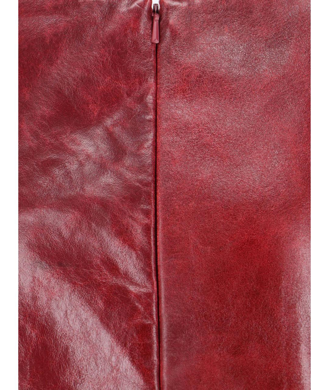 SPORTMAX Красная кожаная юбка миди, фото 4