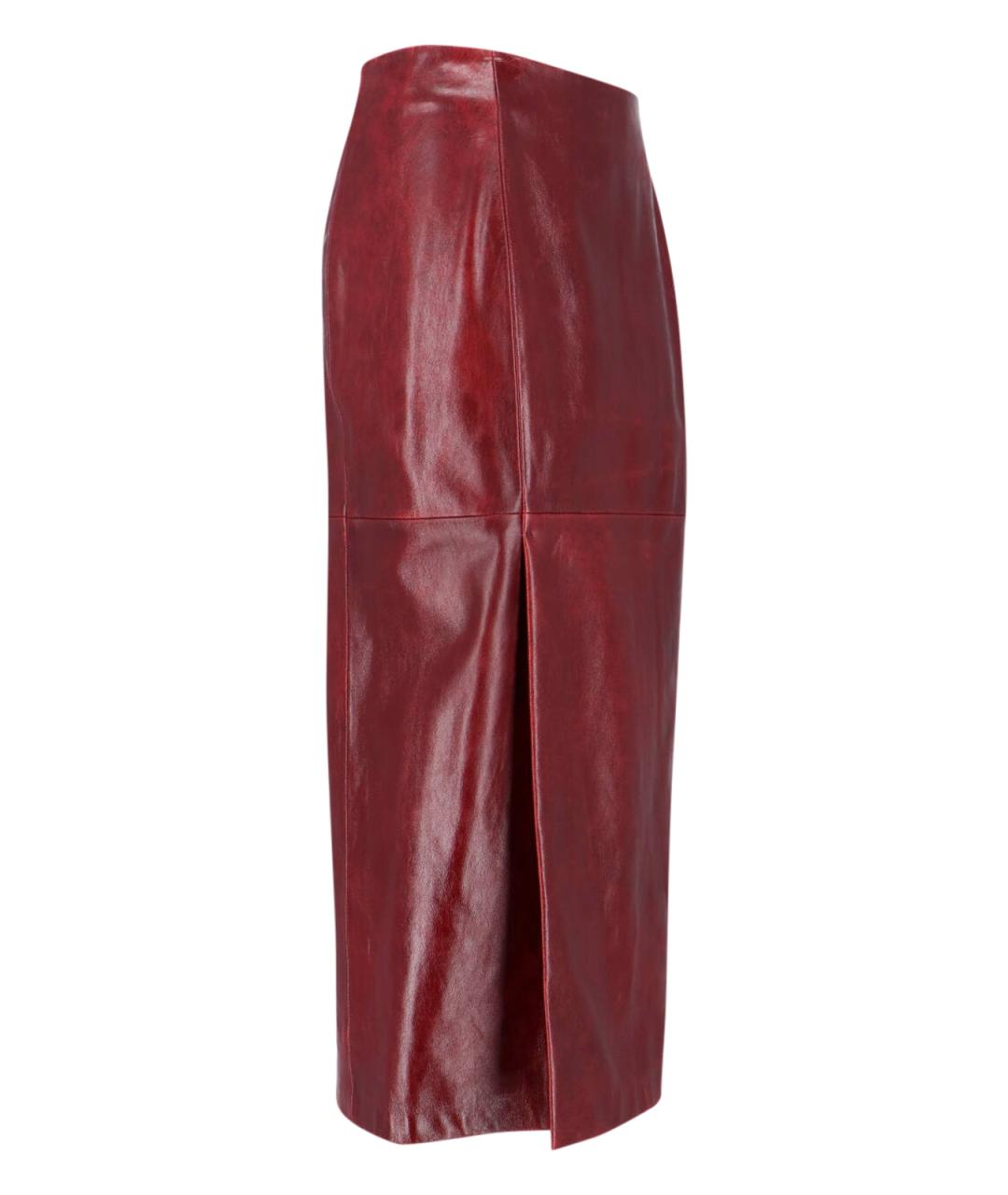 SPORTMAX Красная кожаная юбка миди, фото 3