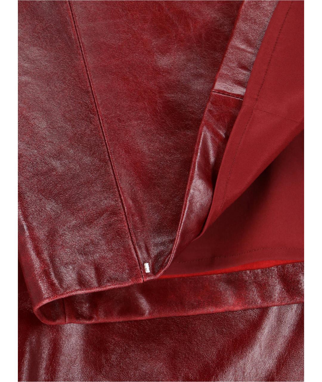 SPORTMAX Красная кожаная юбка миди, фото 5