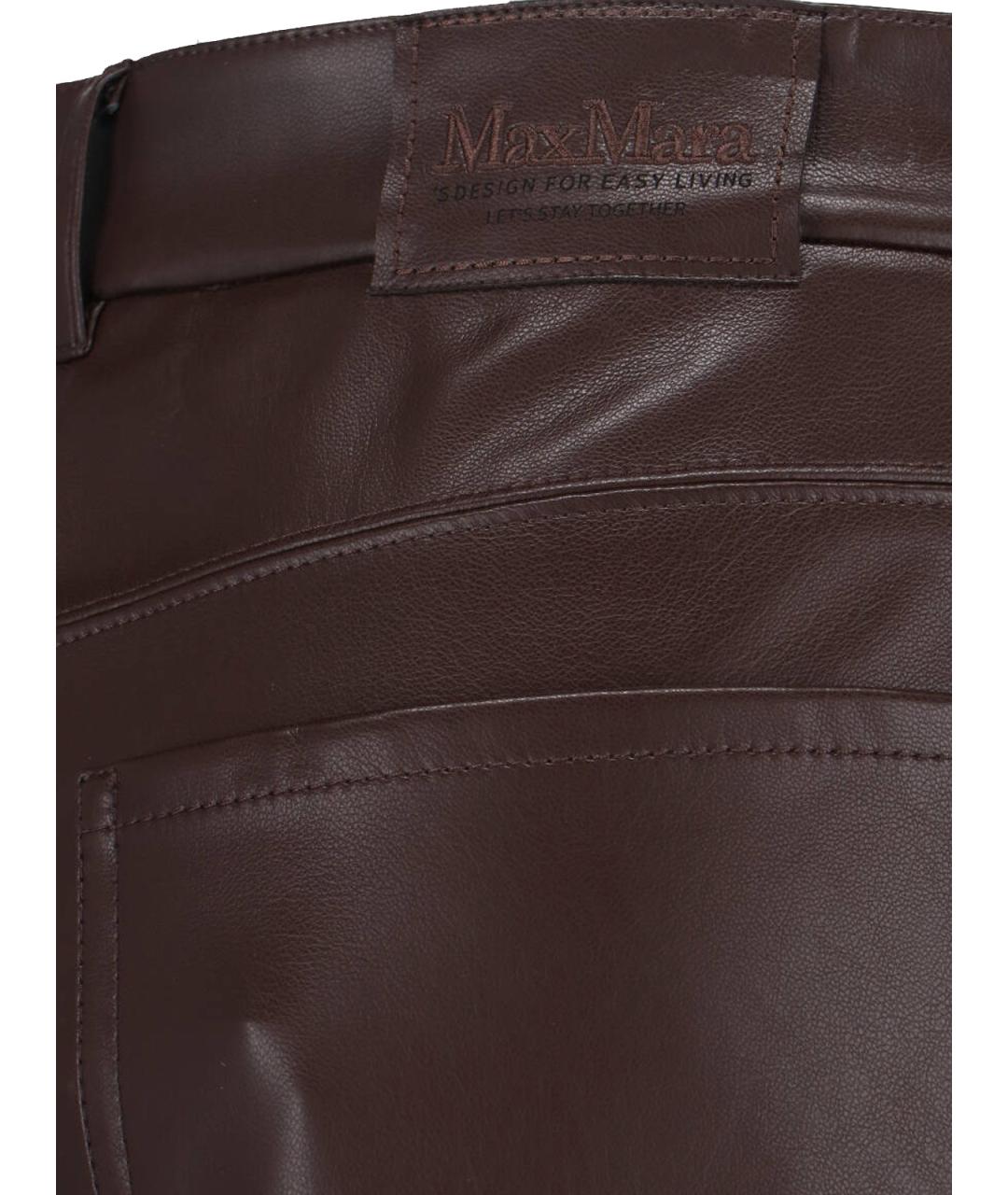 'S MAX MARA Коричневые полиэстеровые прямые брюки, фото 4