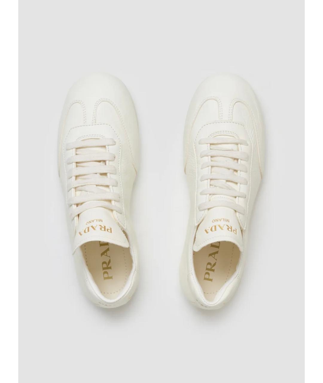 PRADA Бежевые кожаные кроссовки, фото 3