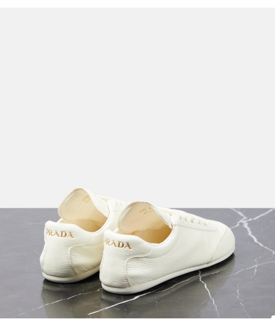 PRADA Бежевые кожаные кроссовки, фото 7