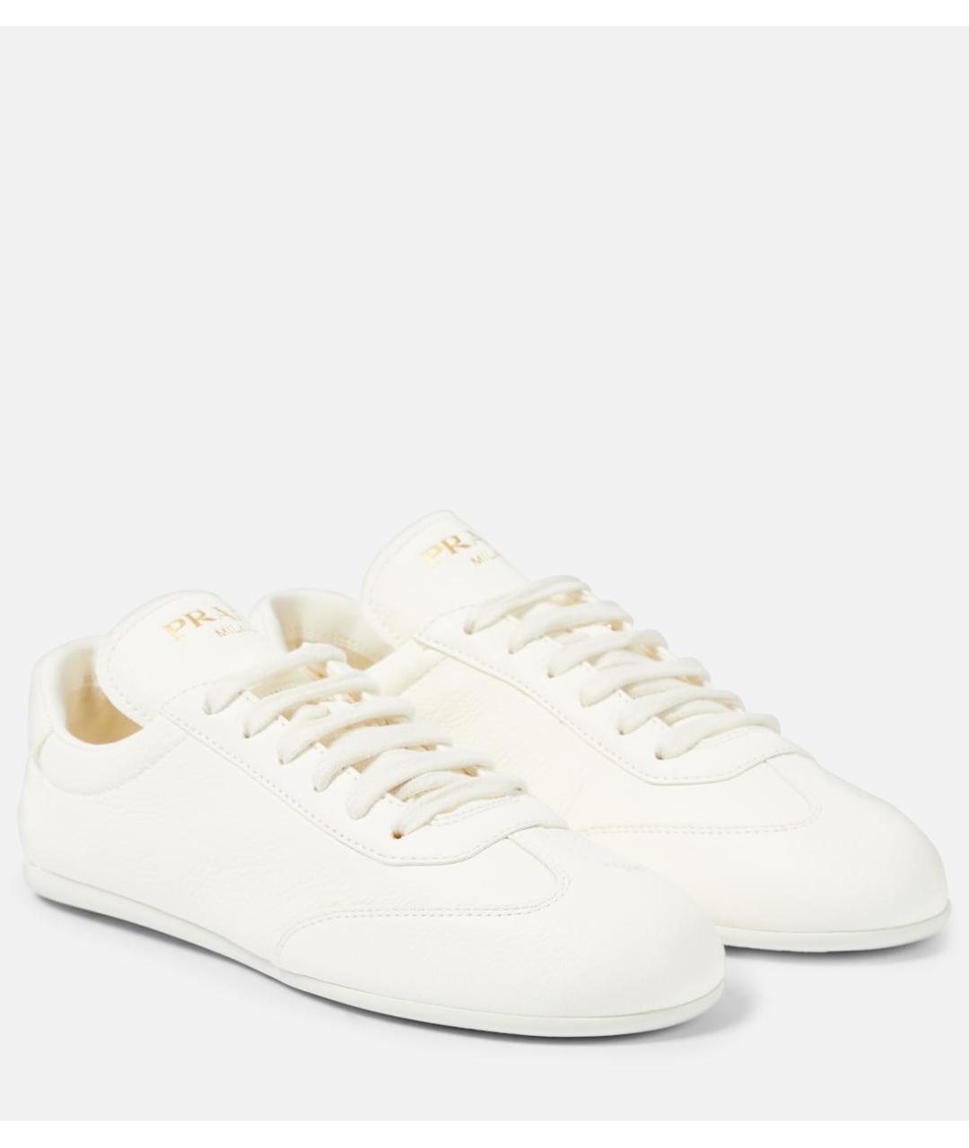 PRADA Бежевые кожаные кроссовки, фото 5