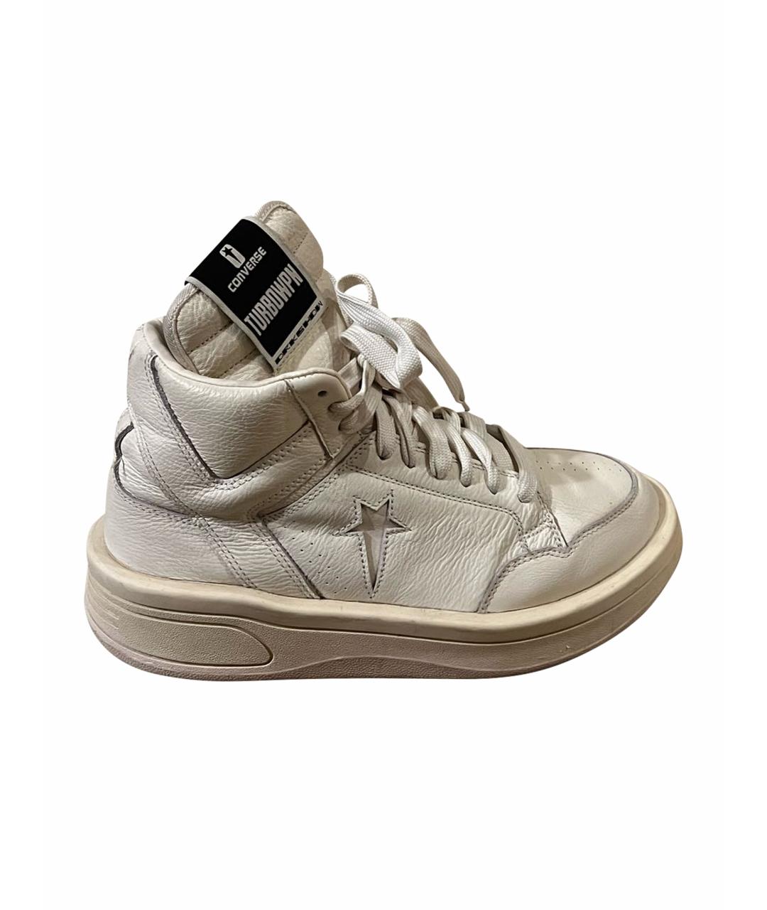 RICK OWENS Белые кожаные высокие ботинки, фото 1