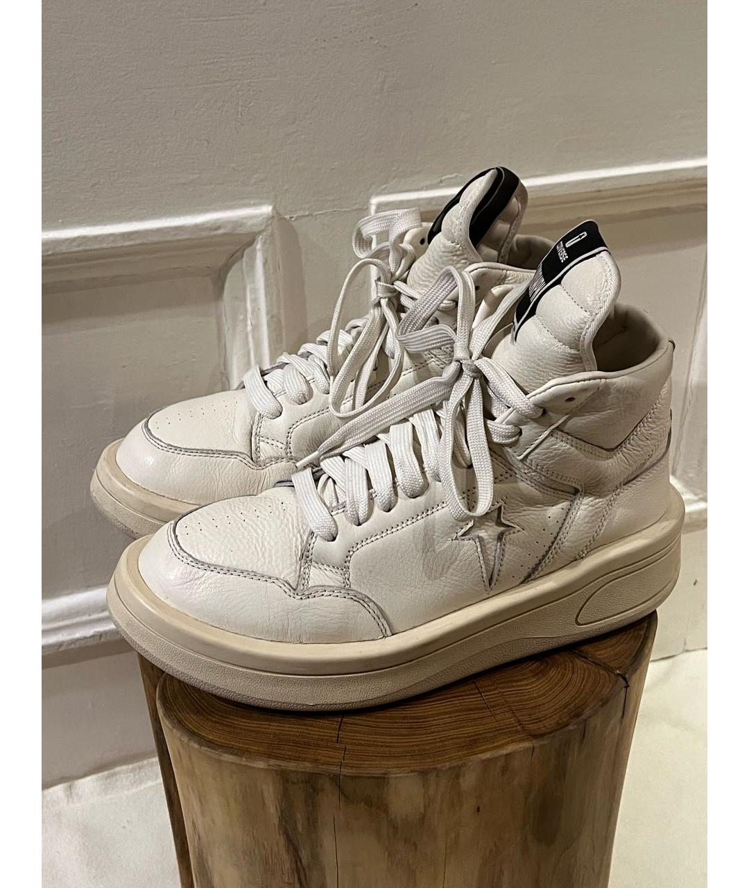 RICK OWENS Белые кожаные высокие ботинки, фото 2