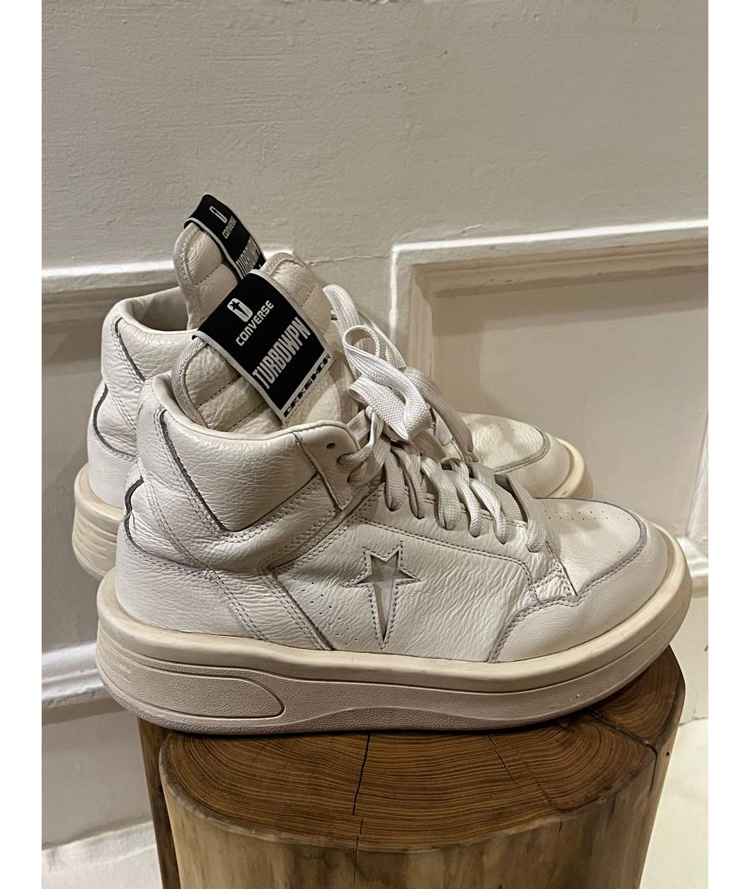 RICK OWENS Белые кожаные высокие ботинки, фото 6