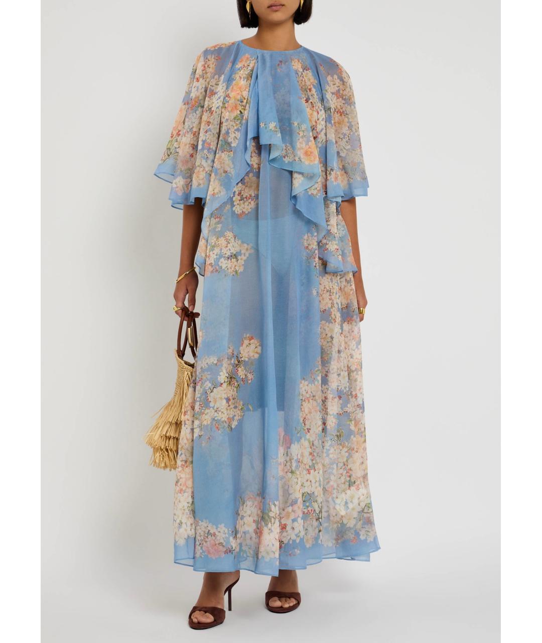 ZIMMERMANN Голубое полиэстеровое коктейльное платье, фото 8